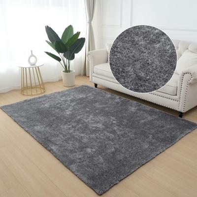 Hochflor-Teppich MY HOME "Dana light, besonders weich, Mikrofaser Teppiche" Gr. 34, grau (dunkelgrau), B:160cm H:25mm L:220cm, Kunstfaser, Teppiche, uni, leichter Glanz, Wohnzimmer, Schlafzimmer, Esszimmer Image
