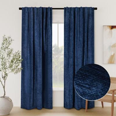 Chenille Solid Room Darkening Back Tab Single Curtain Panel