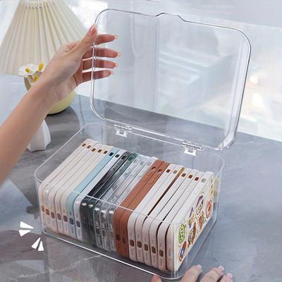 TEMU Stackable Clear Acrylic Storage Box - Durable, Secure Clamshell Design For Home, Office & School Organization