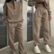 Novità in Outwears Felpa Abbigliamento invernale Donna Abito caldo Abbigliamento da donna Abbigliamento Manica lunga Zip-up Top Pantaloni casual Set da 2 pezzi
