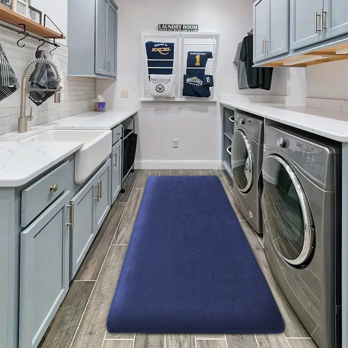 Thickened absorbent laundry room floor mat flannel quick-drying non-slip foot mat thickened long strip kitchen mat bathroom mat