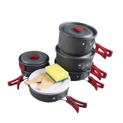 Outdoor camping cookware folding outdoor non stick pot boiling water outdoor set pot portable