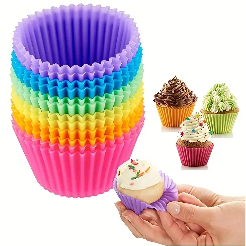 Silikon-Kuchenform, rund, herzförmig, Muffin, Cupcake, Backformen, für Zuhause, Küche, Backformen, Backförmchen, BPA-frei, Küchenhelfer ﻿ Image