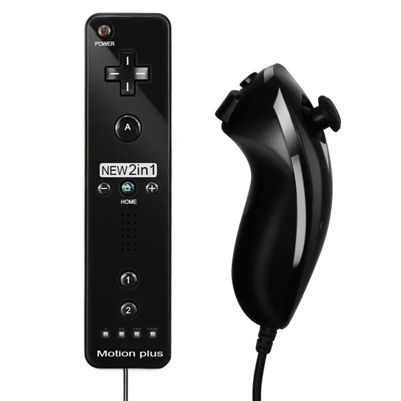 2-in-1-Remote-und Nunchuck-Controller mit integrierter Bewegung sowie Gamepad für die Fernbedienung für das Joystick-Joypad der Nintendo Wii-Konsole Image