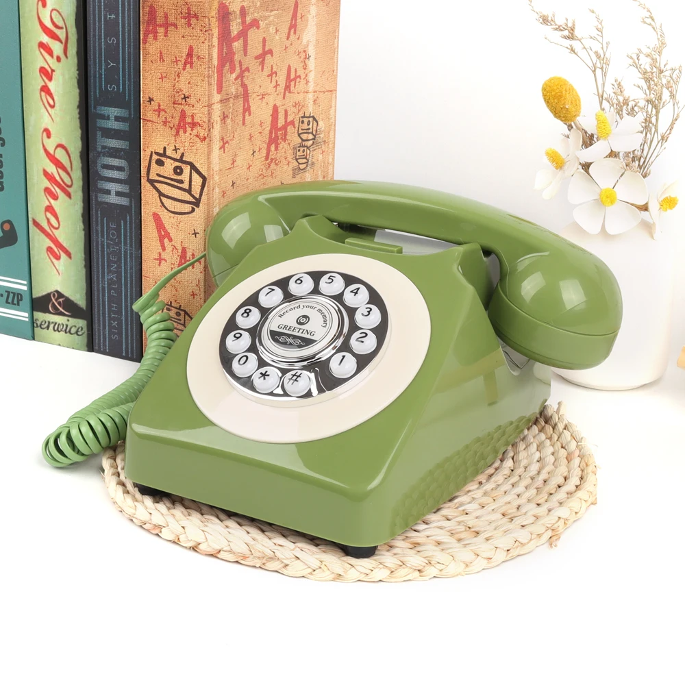 Grüne Farbe antike Audio Gästebuch benutzer definierte Großhandel gemacht Hochzeits dekoration Telefon Nachricht Aufzeichnung Geständnis Voice mail