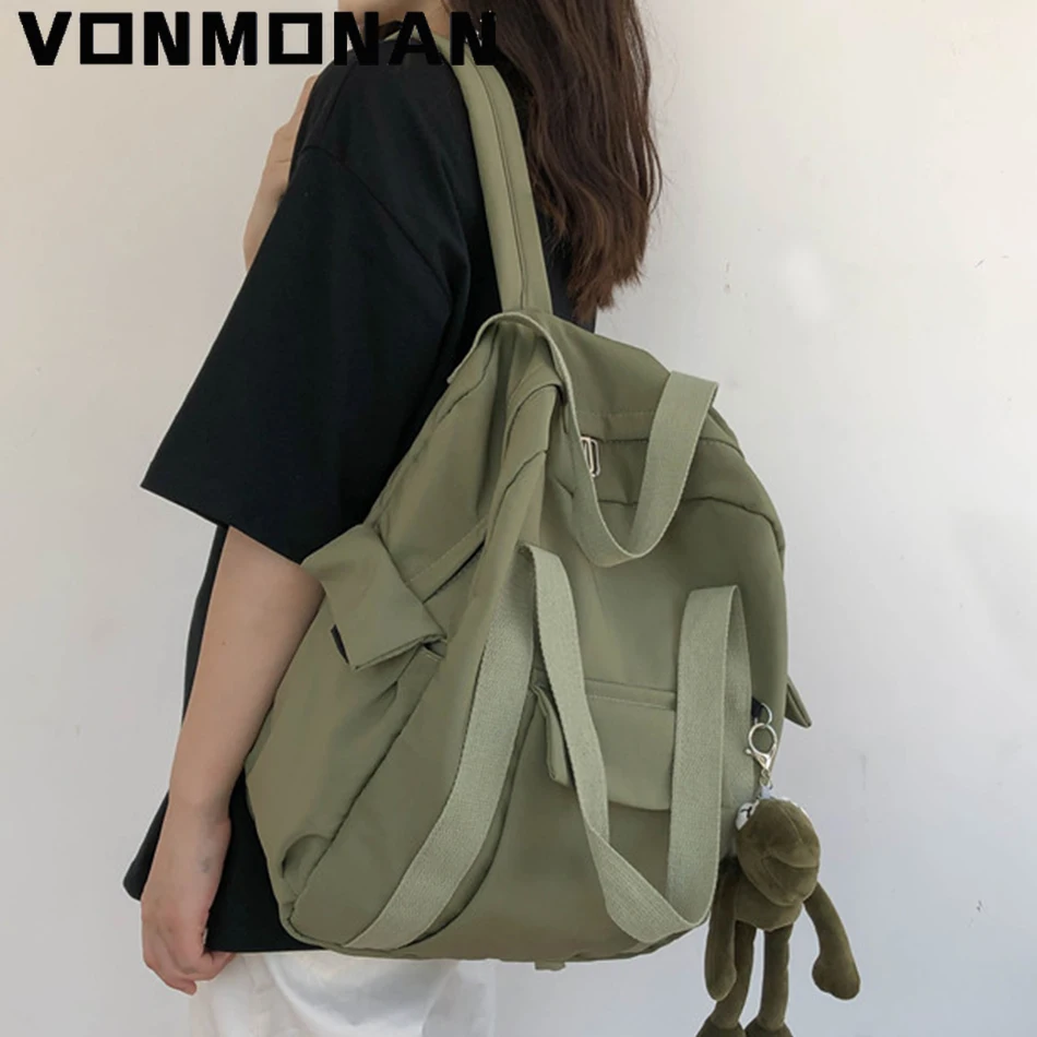Nouveau sac à dos en Nylon imperméable pour femmes de couleur unie sac d'école Simple pour adolescente sac à main de voyage à bandoulière sac de livre sac à dos