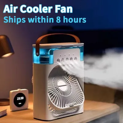 New 3 In 1 Fan AIr Conditioner Household Mini Air Cooler LED Night Light Portable Humidifier Air