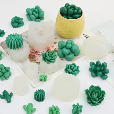 9pcs Succulent Silicone Mold Safe Durable Cactus Flower Resin Candle Mold 3D Succulent Resin Epoxy