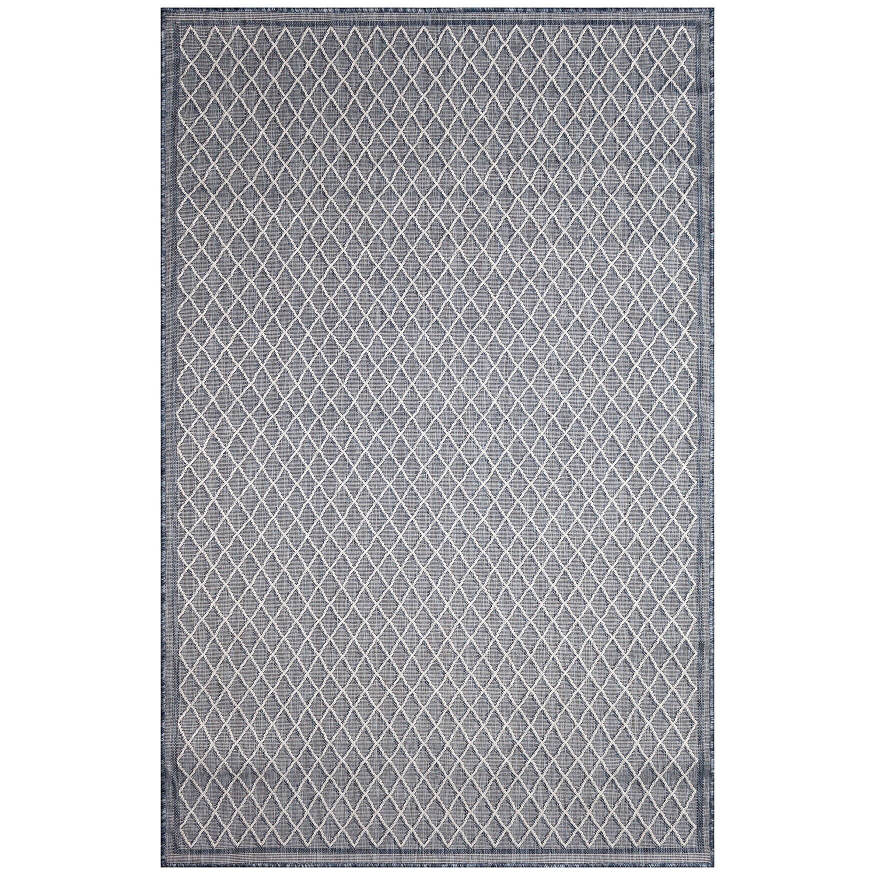 Carmel Diamonds Indoor/Outdoor Area Rug Aqua by Brylane Home in Navy (Size 3'3"X4'11")
