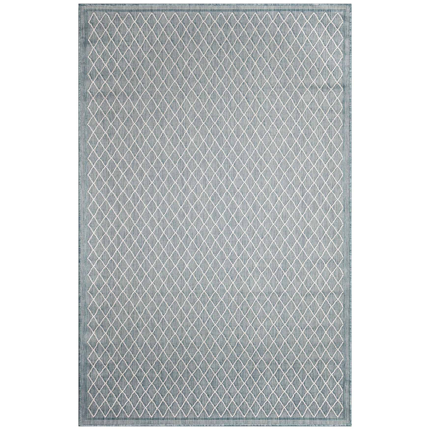 Carmel Diamonds Indoor/Outdoor Area Rug Aqua by Brylane Home in Aqua (Size 1'11"X7'6")