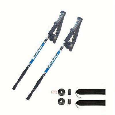 TEMU 2 Pcs Durable Shock Absorbing Folding Ultra Light Climbing Stick, Retractable Folding Straight Handle Three-segment Stick Perfect For Outdoor Adventure, Camping, Hiking, Backpack And Travel Sports