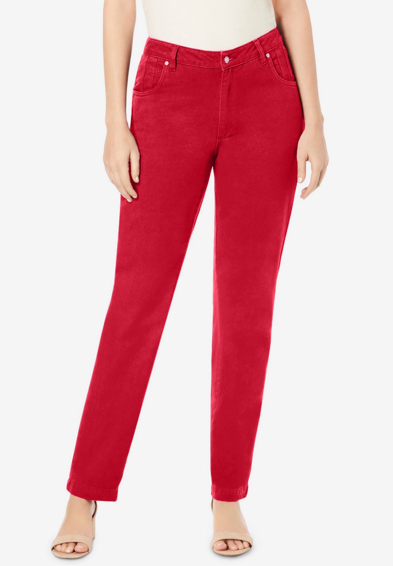 Plus Size Women's Classic Cotton Denim Straight-Leg Jean by Jessica London in Classic Red (Size 14 W) 100% Cotton