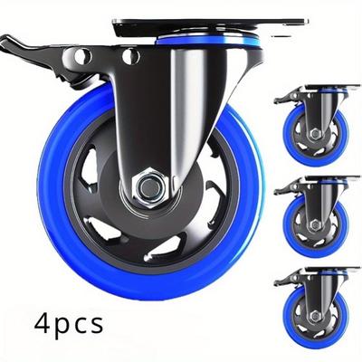 "TEMU Heavy-duty 5" Swivel Caster Wheels With Dual Locking - Set Of 4, Quiet Polyurethane, 2400lbs Capacity For Furniture & Cart Mobility" Image