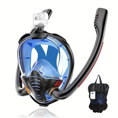 TEMU Full Face Snorkel Mask, 180 Degree Panoramic Hd View Snorkeling Mask, Anti-leak Dry Top Set For Adults Men & Women