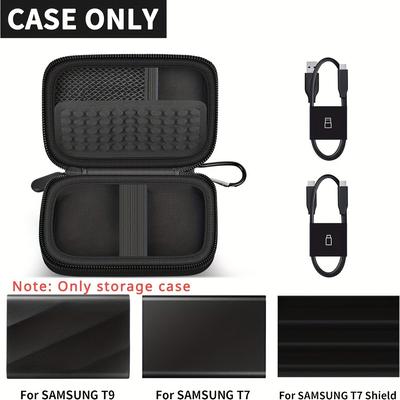 TEMU Case Compatible With T9/ T7/ T7 Shield Portable Ssd 1tb 2tb 4tb External Hard Drive, Storage Travel Carrying Holder Organizer For Solid State Drives & Usb Cable (box Only)