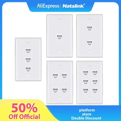 Natalink 1Pack Cat 6 Ethernet Wall Plate, Ethernet Wall Plate Female-Female Removable Compatible with Cat6/5/5e Ethernet Devices