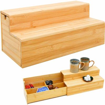 Kaffee und Tee Bambus Box 36x17x16 Kaffeekapsel Organizer Holz Teebox Schublade