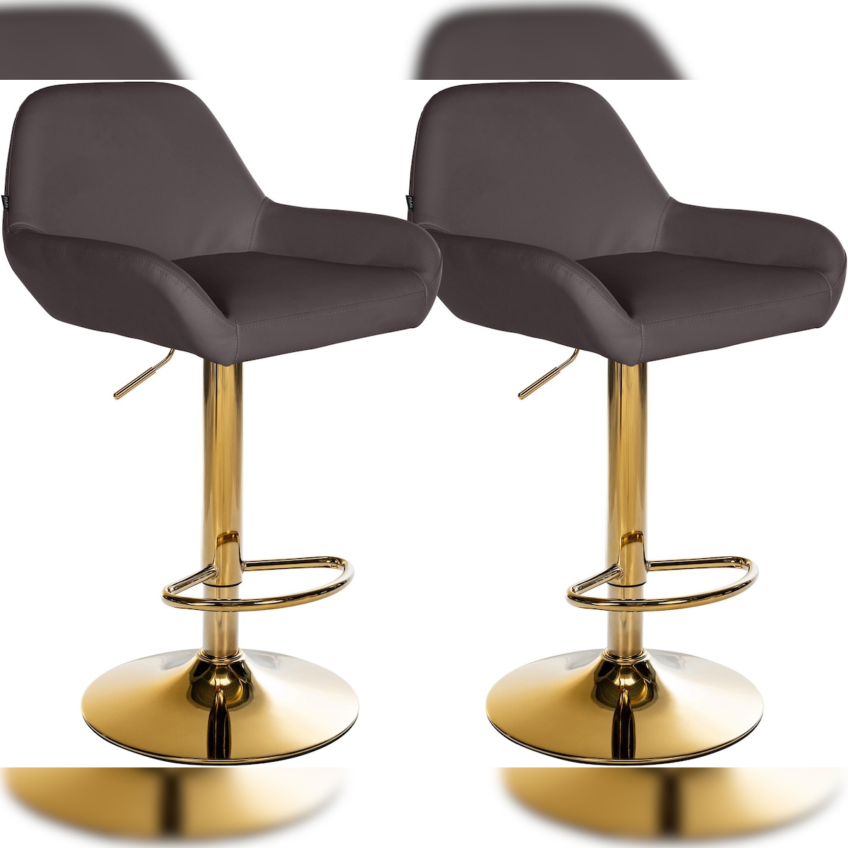 CLP 2er Set Barhocker Braga Gold Kunstleder braun Image