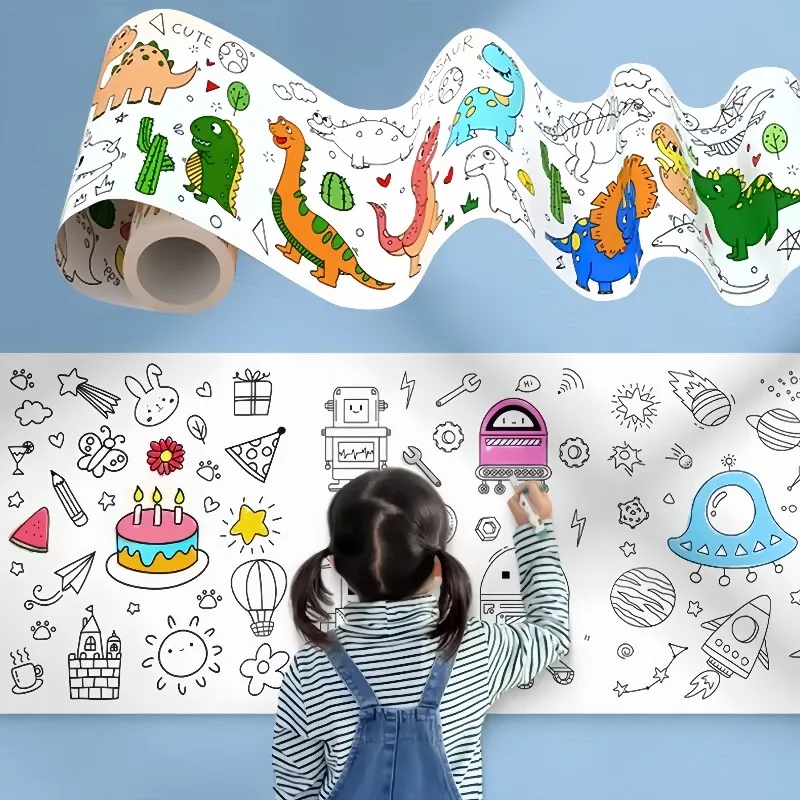 Jouets Montessori pour enfants de 3 mètres, rouleau de dessin Graffiti éducatif précoce, bricolage auto-adhésif pour enfants, apprentissage de la peinture, rouleau de coloration