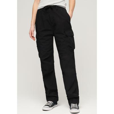 Cargohose SUPERDRY "LOW RISE PARA CARGO", Damen, Gr. 30, Länge 30, schwarz, Jersey, Obermaterial: 100% Baumwolle, unifarben, casual, loose fit normal, Hosen Image
