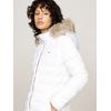 Steppmantel TOMMY JEANS "TJW ESSENTIAL HOODED DOWN COAT", Damen, Gr. M (38), weiß, Web, Steppware, Obermaterial: 100% Polyester. Futter: 100% Polyester, unifarben, casual, regular fit hüftbedeckend, Langarm Rippbündchen, Mäntel, mit Fellimitat,...