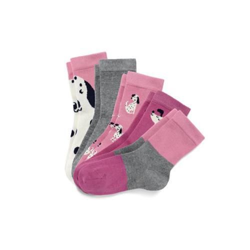 5 Paar Kinder-Socken, grau/rosa