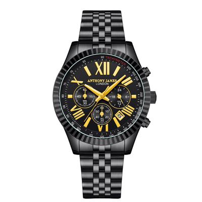 Assemblé à la main Anthony James Limited Edition Chrono Sports Black - 5 ans de garantie