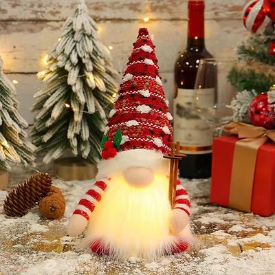 1pc Gnome Christmas Faceless Doll with LED Light, Rustic Knitted Luminous Rudolph Gnome for Holiday Room, Home, Office, and Christmas Themed Party Decorations