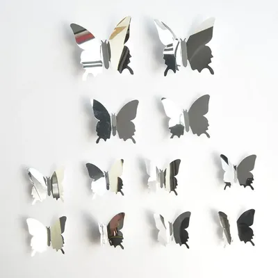 24 teile/los Spiegel Schmetterling Wohnzimmer Dekoration Kunst Aufkleber DIY Mode Acryl dekorative Wanda uf kleber für Heim textilien g Image