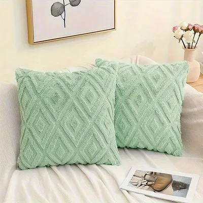 Moderne einfache Raute Jacquard Plüsch Kissen bezug Sofapillow nordischen Stil Büro Taille Nacht kissen Auto Wurf kissen Image