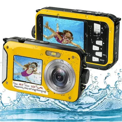 Unterwasserkamera HD 48mp Digital kamera Selfie 16x wasserdichter Video recorder Anti-Shake-Angeln Dual-Screen-Mini kamera