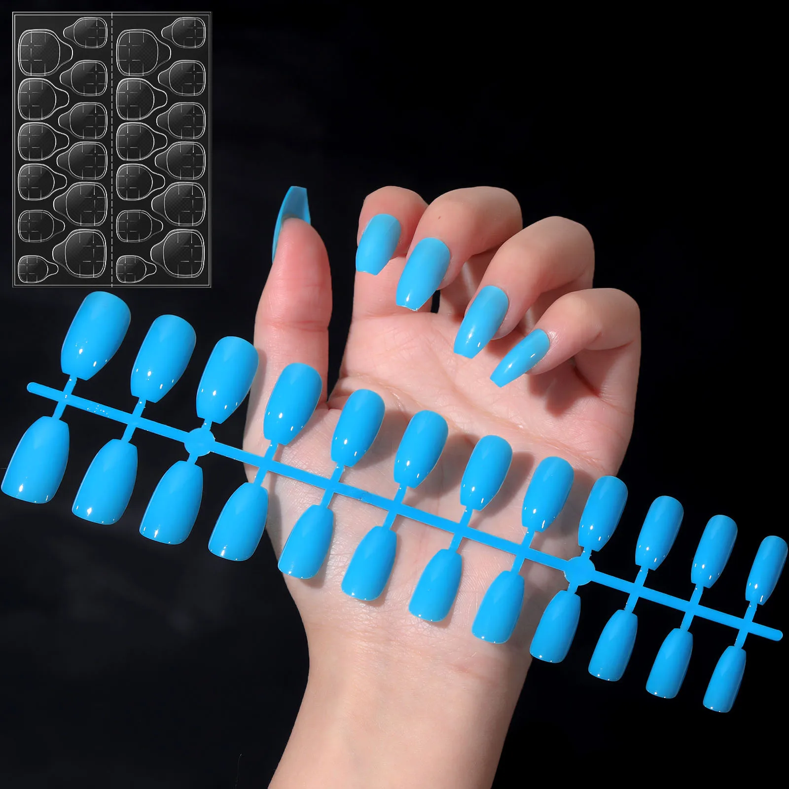 Yikoolin Sorte fluor zierende Nail Art Tipps im Dunkeln leuchtende künstliche Nägel Ballett presse auf Nägel Set abnehmbare Fingers ch necken Image