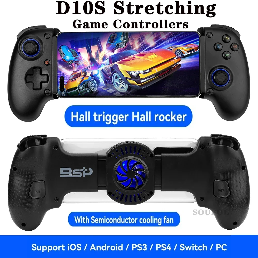 D10 d10s Dual Hall Gamepad Kühl lüfter Game Controller für ps4 Android iOS Tablet für Switch/Android/Apple/PC/PS3/4 Streaming Image