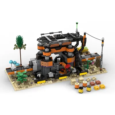 NEUES Spiel Zufriedenheit Konstrukteur Welt Fabrik Baustein Kit Alien Planet Fabriken Architektur Image