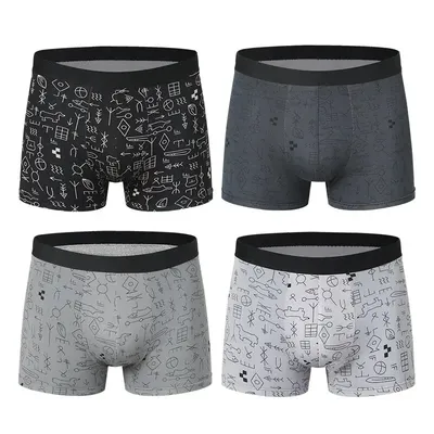 4-teilige europäische und amerikanische Größe, bedruckte Unterwäsche für Herren, sexy Unterwäsche für junge Herren, dicke Herren-Shorts mittleren Alters Image