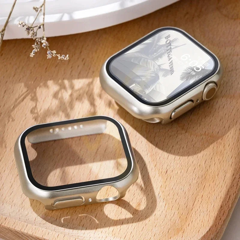 Gehärtetes Glas + Abdeckung für Apple Watch Gehäuse Zubehör 45 mm 41 mm 44 mm 40 mm 42 mm Displayschutzfolie Apple Watch Serie 9 4 5 6 SE 7 8 Image