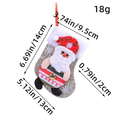 Cartoon Plush Christmas Stocking Ornaments, Santa Claus and Snowman Candy and Gift Pouch for Christmas Trees