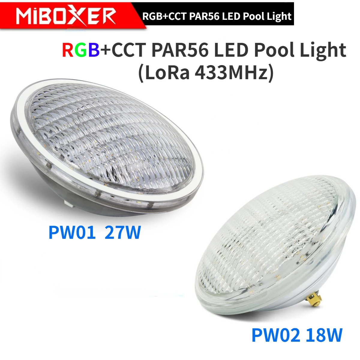Ac12v/dc12 ~ 24v miboxer led pool licht (433mhz) 18w/27w rgb cct ip68 unterwasser lampe rf control dimme für schwimmbad licht Image