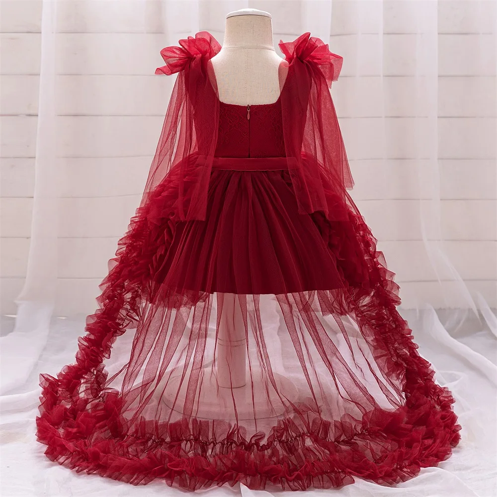 Kleinkind Baby Weiß Taufe Kleid Puffy Schleppende Prinzessin Party Kleider Für Mädchen Baby 1. Geburtstag Hochzeit Kleid Kleinkind Kleidung Image