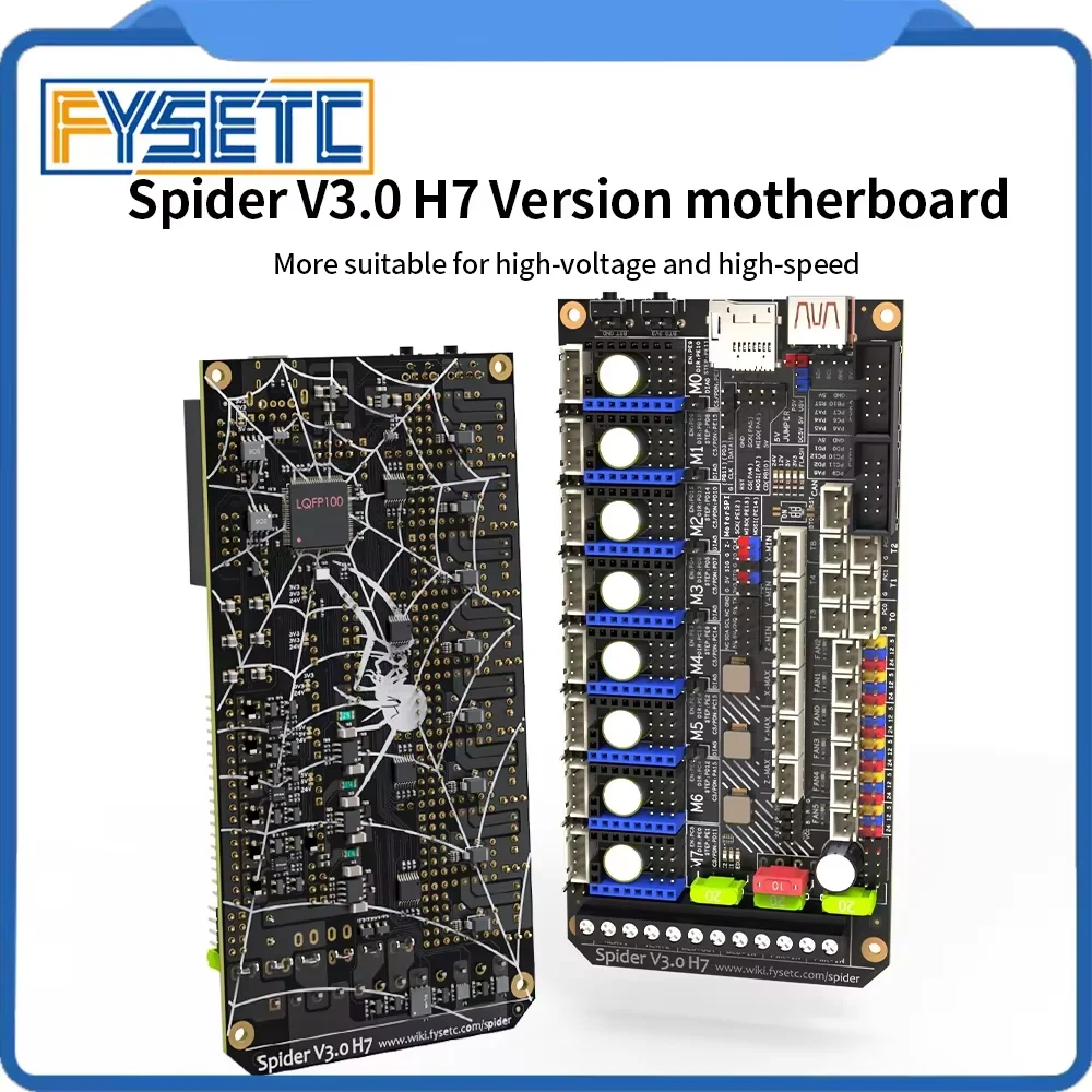FYSETC Spider V3.0 H7 32 Bit MotherBoard Drive 24 V/48 V optionale Netzteilplatine 8 Achsen TMC5160T TMC2209 High Speed für Voron Image