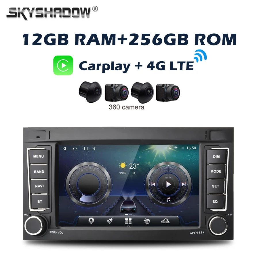 Carplay Auto Android 14,0 12G + 256G 7 "IPS 4G LTE Auto DVD Player GPS WIFI Bluetooth Radio für VW Touareg T5 Multivan Transporter Image