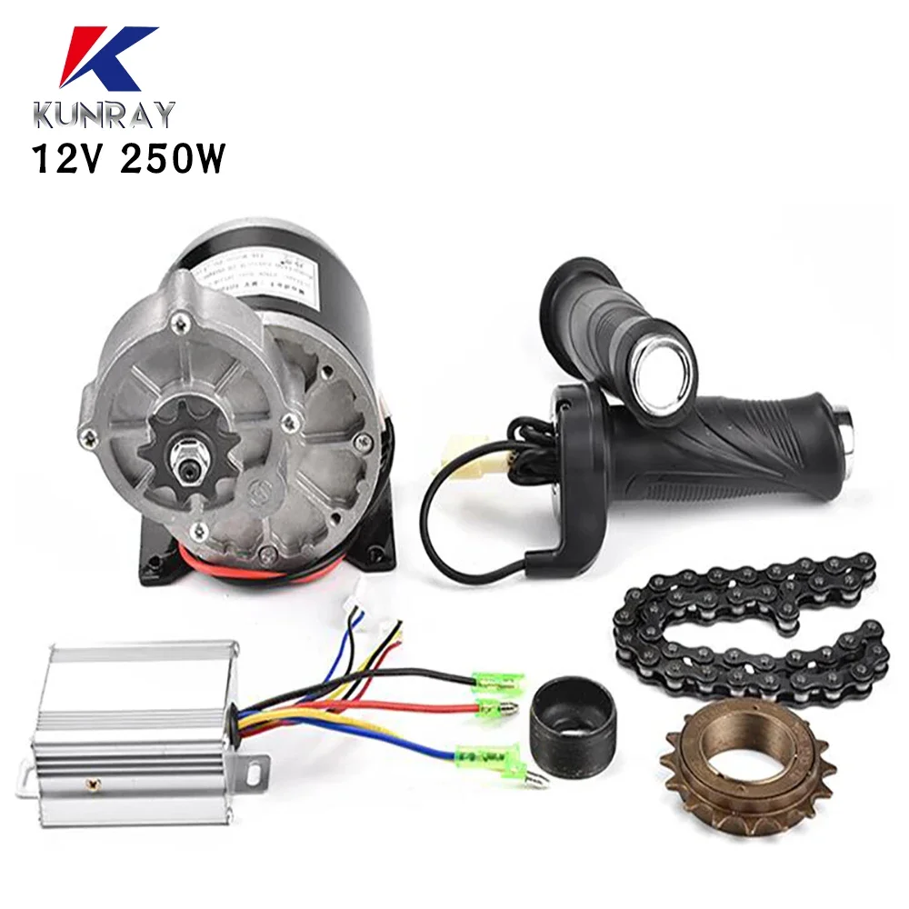 Elektrofahrrad-Umrüstsatz, 250 W, 12 V, MY1016Z DC-Getriebebürstenmotor-Kit, 20–28 Zoll Dreirad-Elektrorad-Motor-Kit
