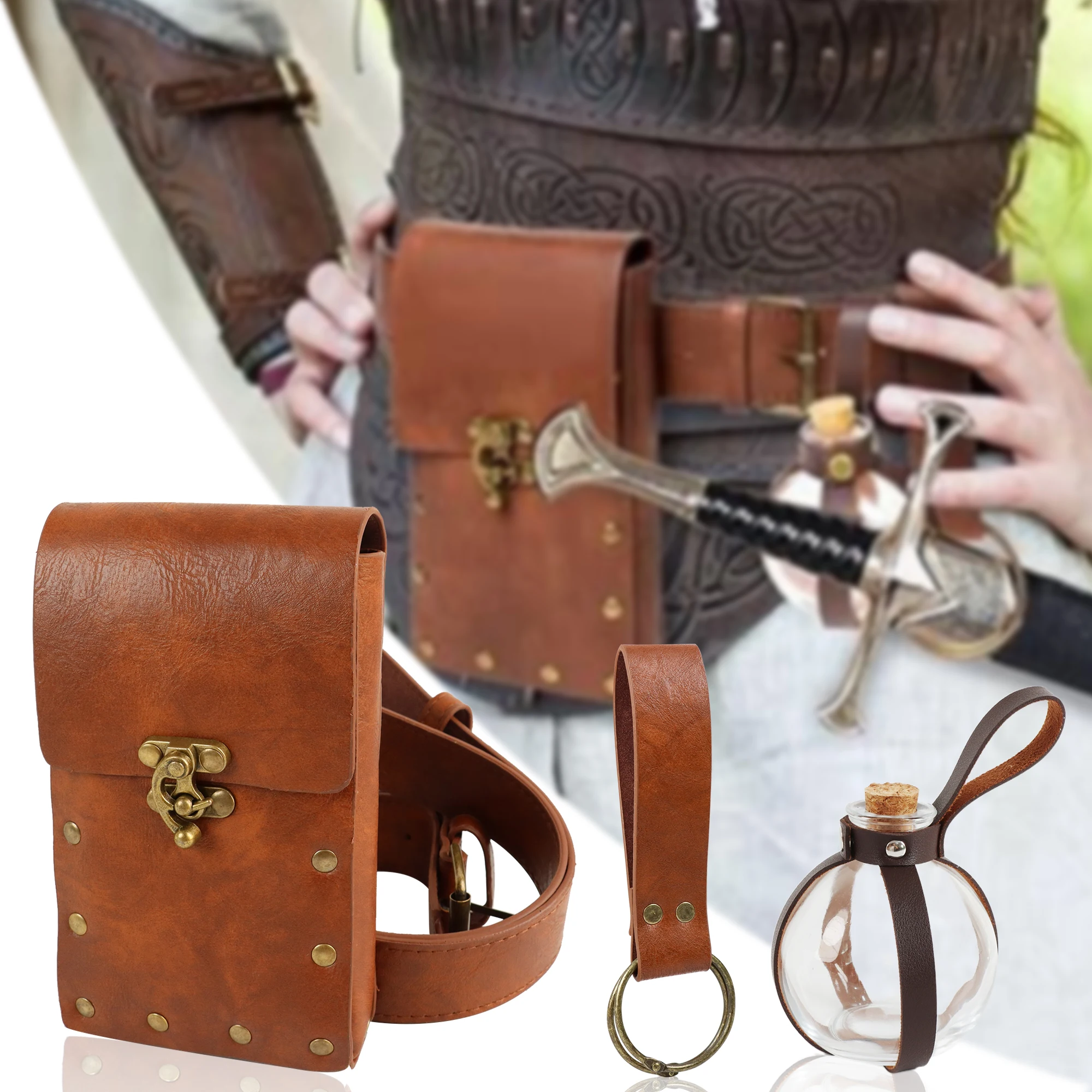 Renaissance Gürtel tasche Münz geldbörse Rock Wander anzug mittelalter liches Festival Kostüm Halloween Zubehör lässig Hüft tasche magischen Anzug Image