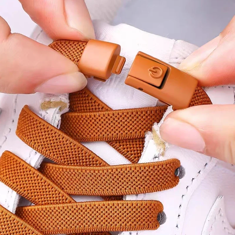 2 Paar neue elastische Schnürsenkel ohne Krawatte Magnets chnür senkel ohne Krawatten Turnschuhe für Schnürsenkel 8mm Kid Adult Quick Flat Rubber Image