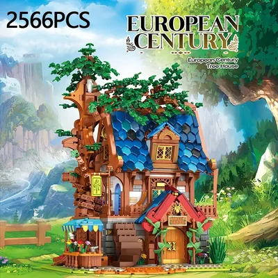 2566 Stück Baumhaus Bausteine mittelalter liche europäische Stadt Street View Serie Moc Modell Image