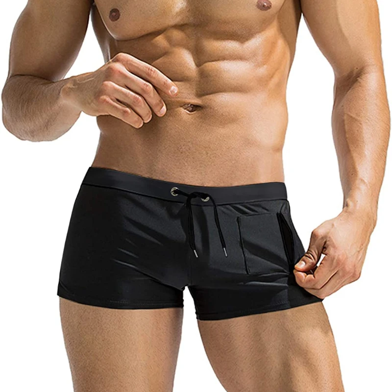 Herren-Badehose, Badebekleidung mit Reißverschlusstasche, Badeanzug, Schwimm-Boxershorts, quadratisches Bein, Mesh-Liner, Boardshorts, Badeanzüge Image