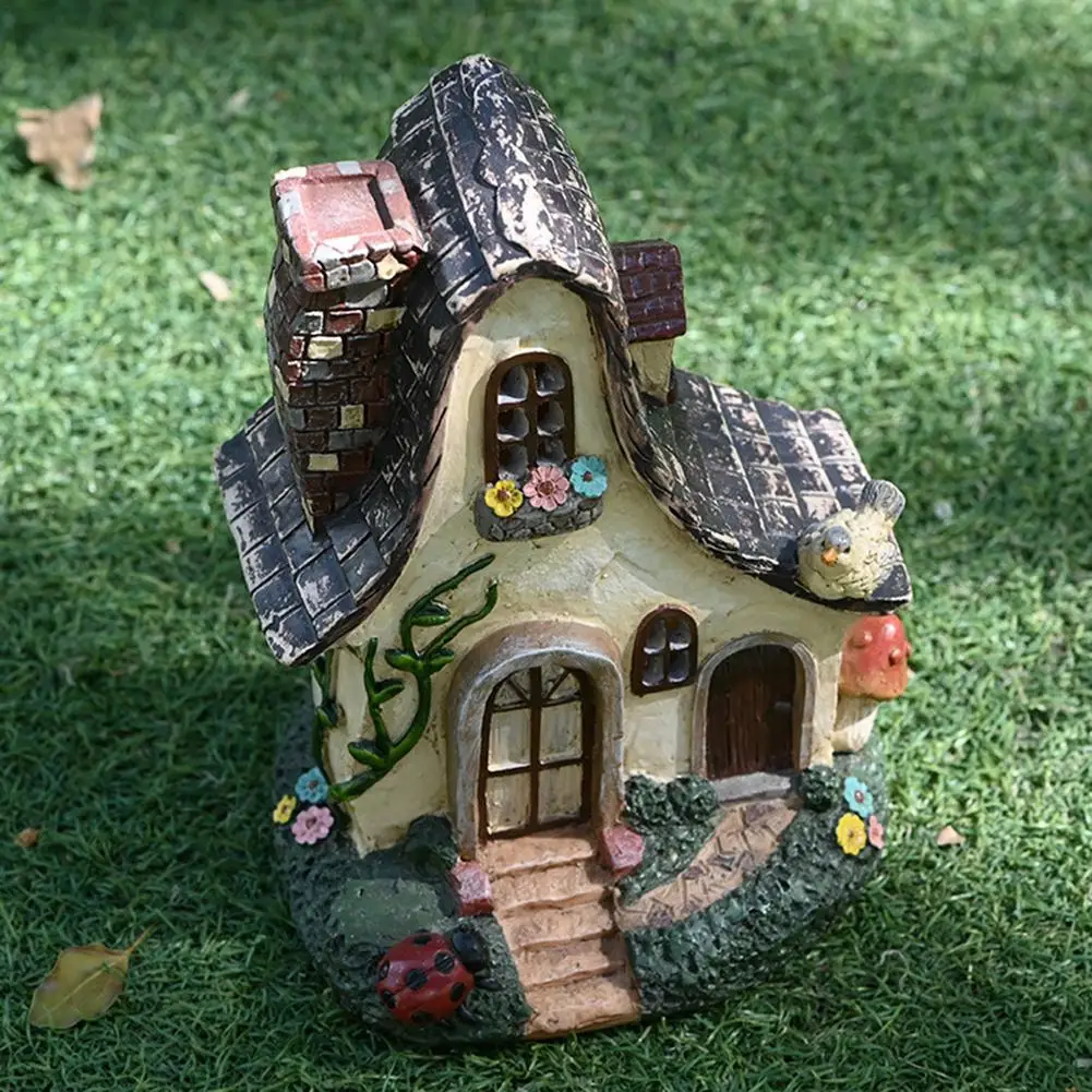 Fairy Haus Große Rustikale Miniatur Garten Villa Cottage Harz Fee Garten Decor Miniatur Woodland Gnome Hütte Haus Wohnungen