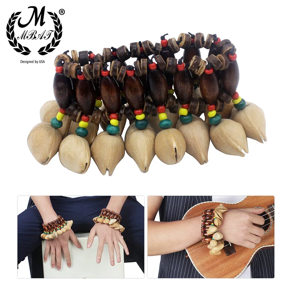 M MBAT Dora Shell Handbells Handmade Nuts Shell Armband Handbell für Djembe African Drum Conga Image