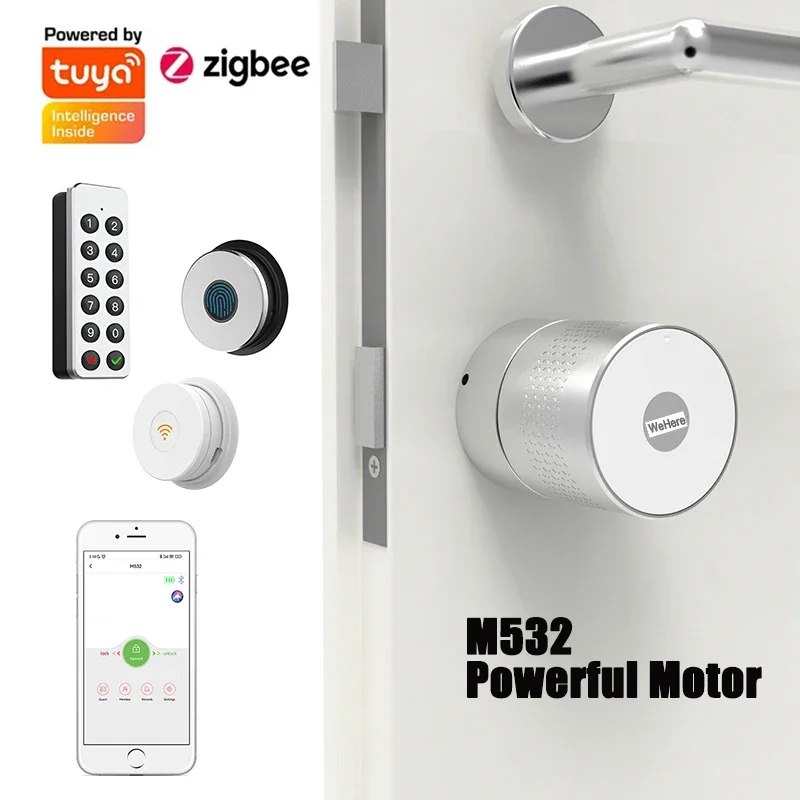 Tuya Wehere App M532 Intelligentes Türschloss Stärkerer Motor TUYA Zigbee Fingerabdruckcode Digitales elektronisches Schloss Verwenden Sie den Originalzylinder Image