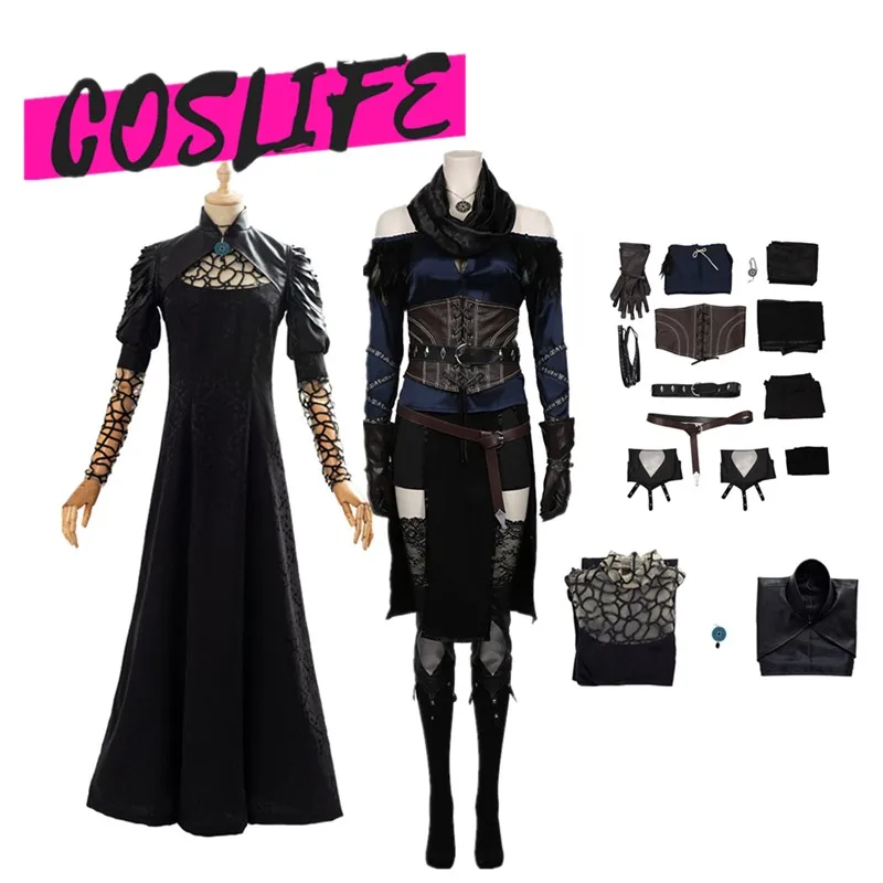 Yennefer Cosplay Kostüm Erwachsene Frauen Fantasie Kleid Halskette Hemd Hosen Gürtel Outfits Halloween Karneval Party Disguise Anzug Image